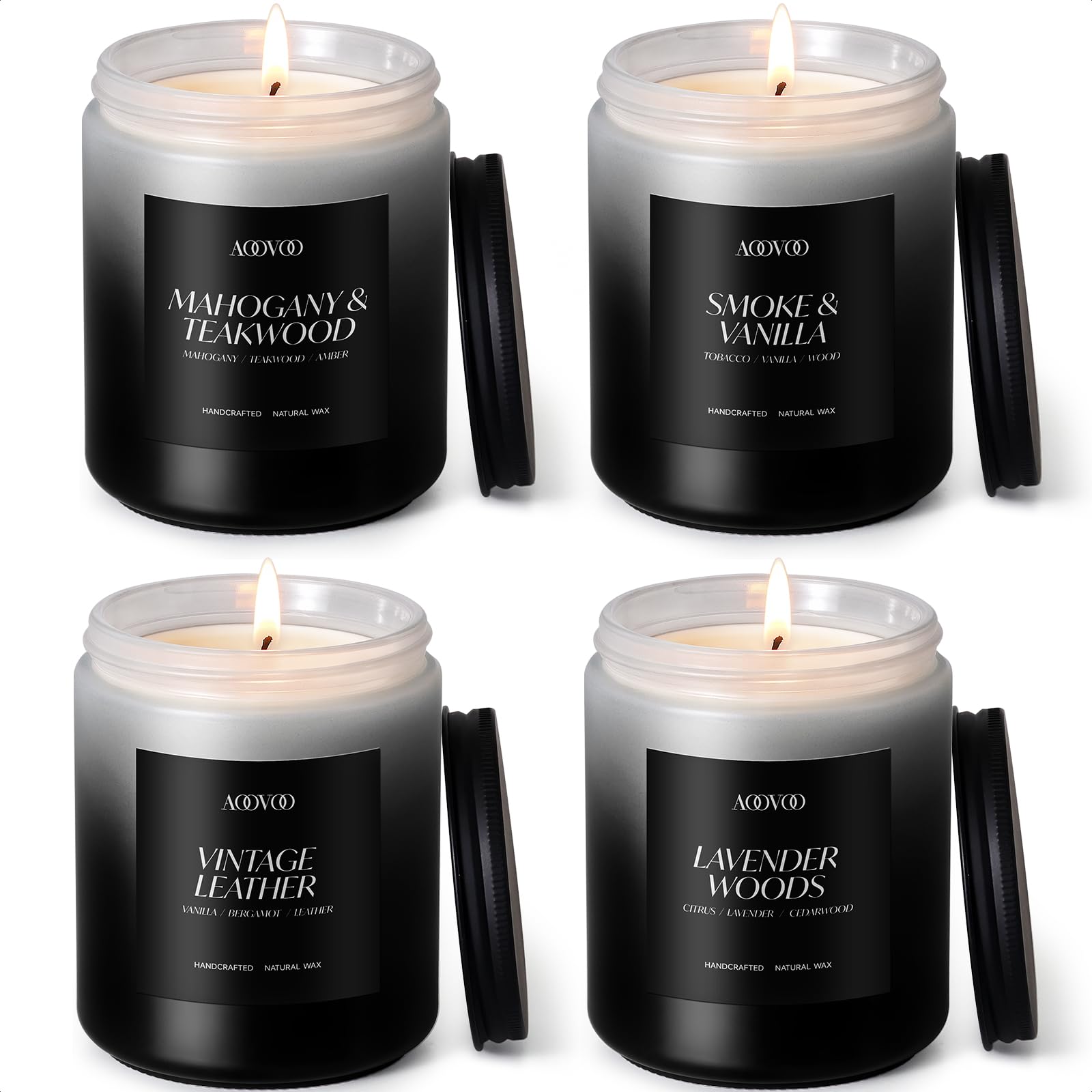 AOOVOO Scented Candles Set 4-Pack front view in masculine design for refined ambiance