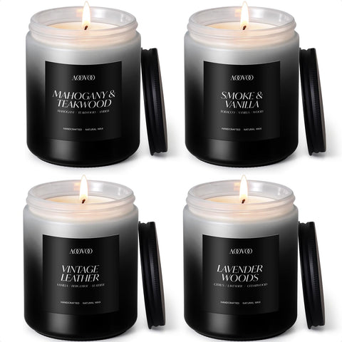 AOOVOO Scented Candles Set 4-Pack front view in masculine design for refined ambiance