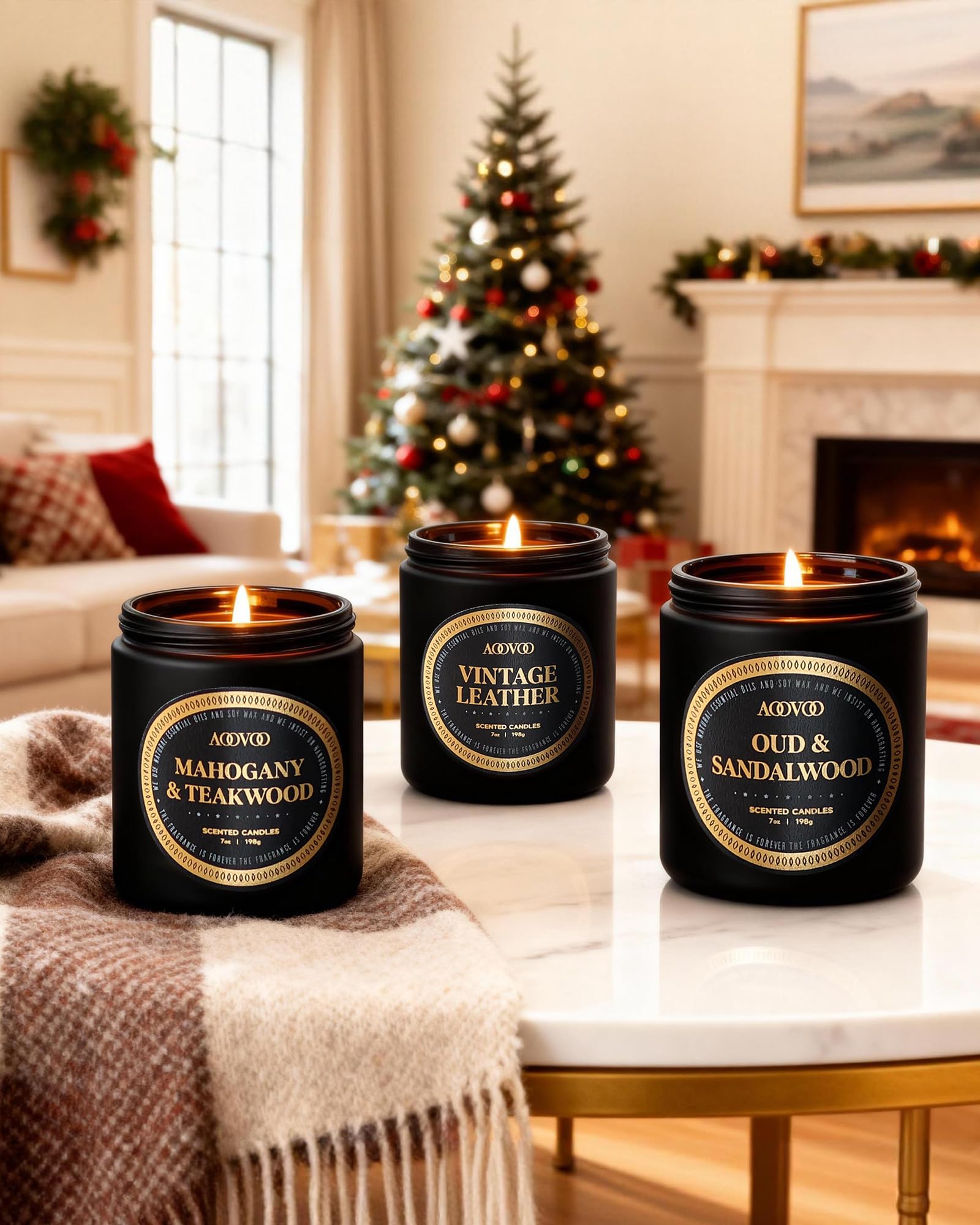 AOOVOO Vintage Leather candle for study or living room
