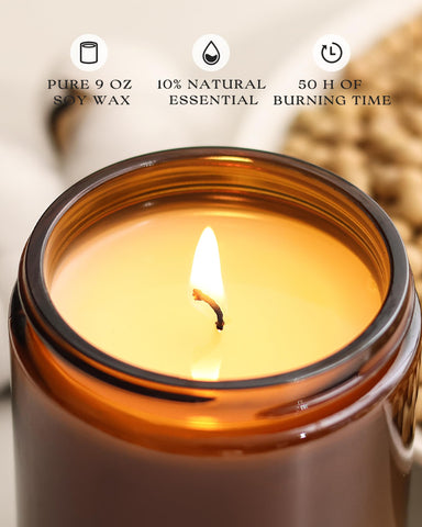 AOOVOO 36oz soy candle in a sturdy glass jar for long-lasting ambiance.