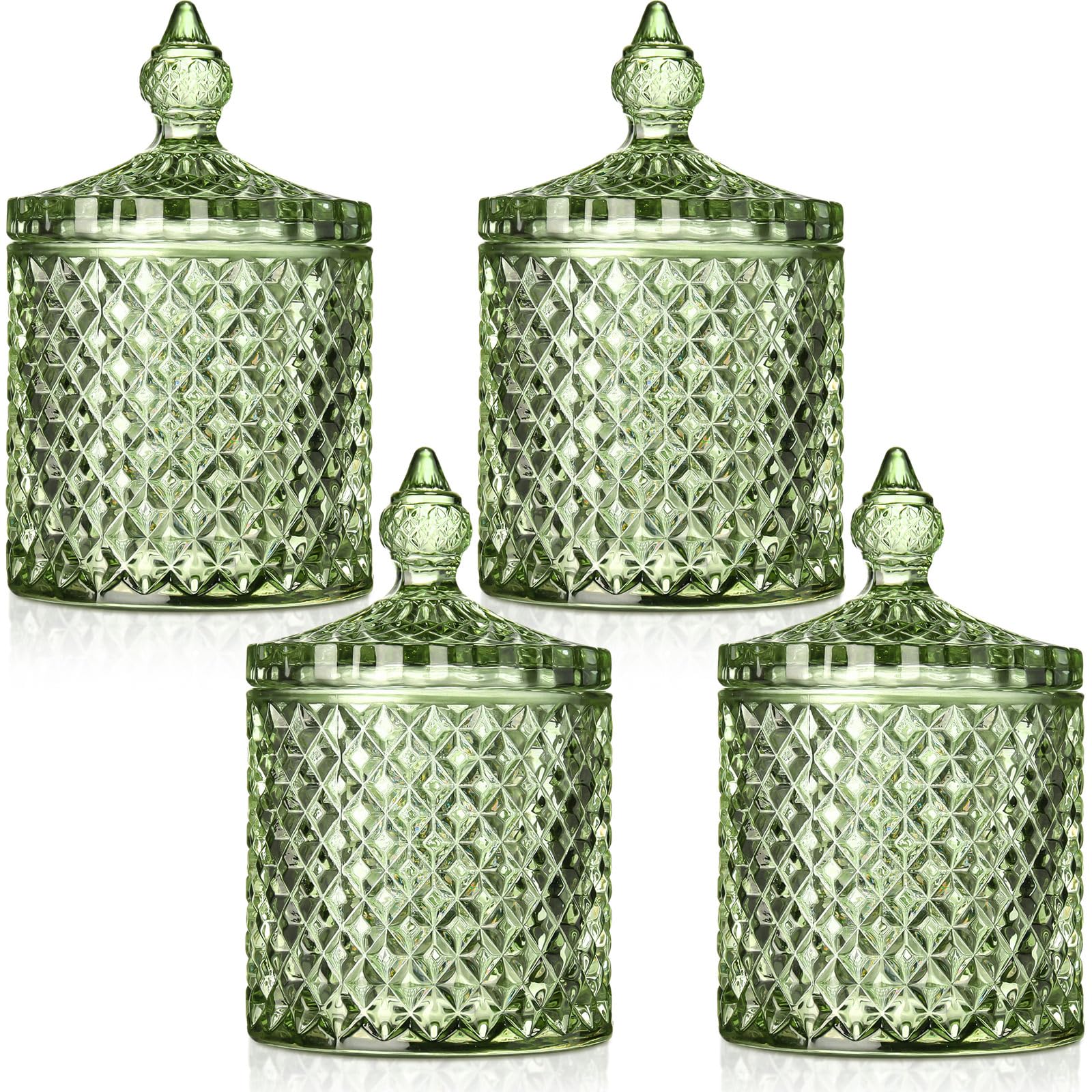 Aoriher crystal glass candy jar set with lids shown for home organization and style
