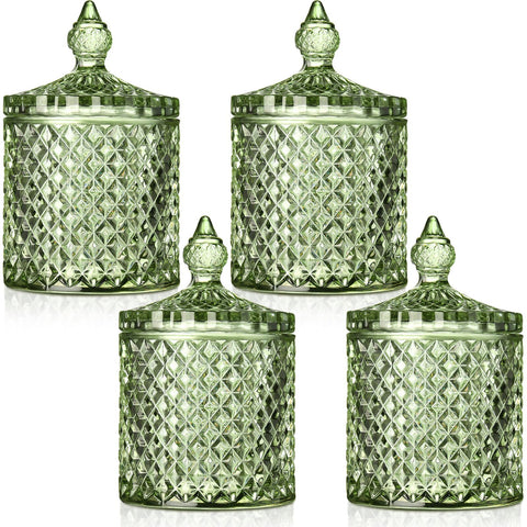 Aoriher crystal glass candy jar set with lids shown for home organization and style