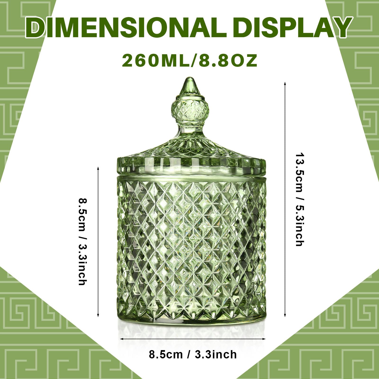 Aoriher green crystal glass close-up highlights diamond-cut texture and elegance