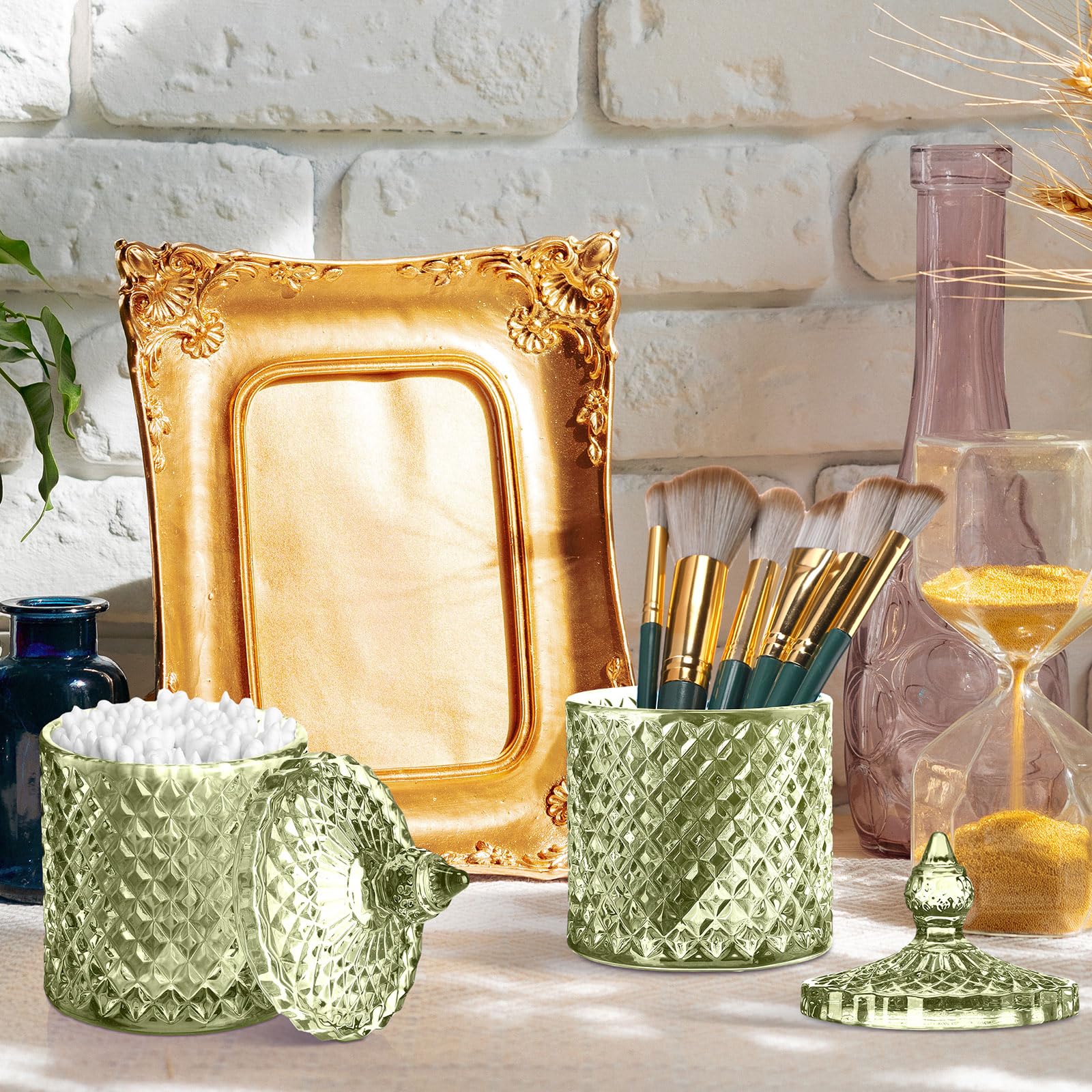 Aoriher green jar on kitchen shelf saving space and keeping snacks visible