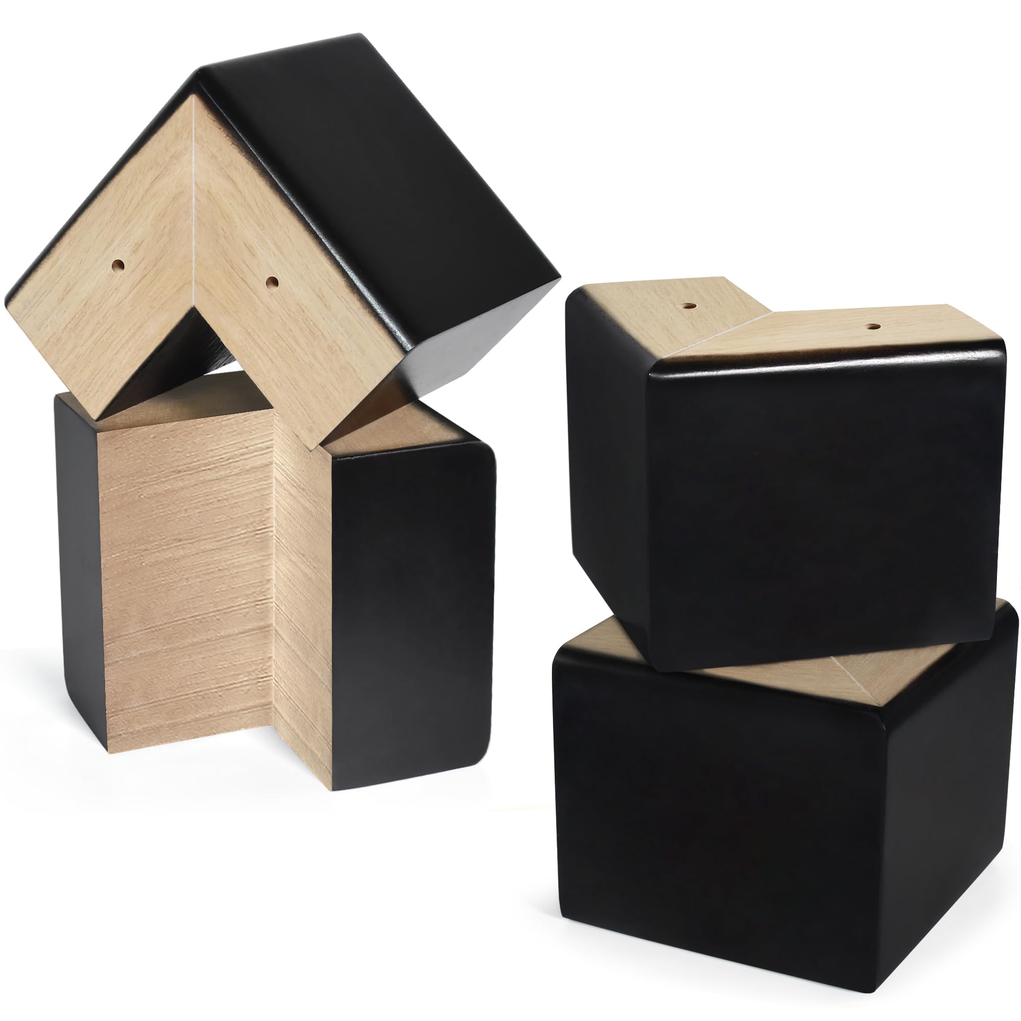 AORYVIC bed risers 4-inch L-shaped wood lift with stable support for furniture.