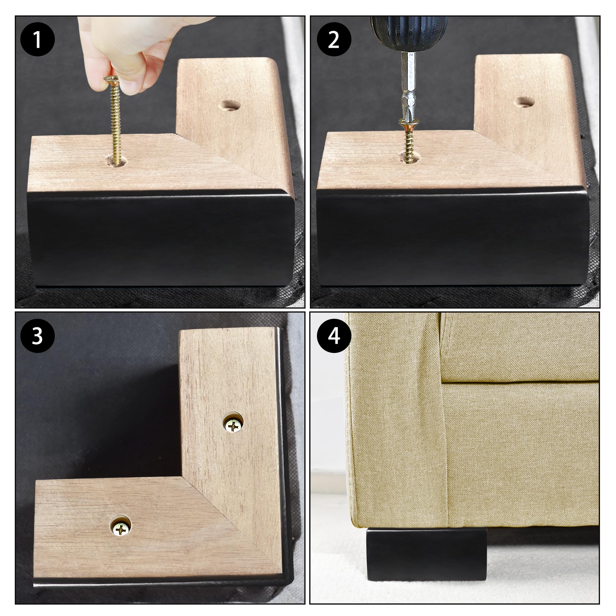 AORYVIC solid wood legs on sofa application increasing clearance for vacuuming.