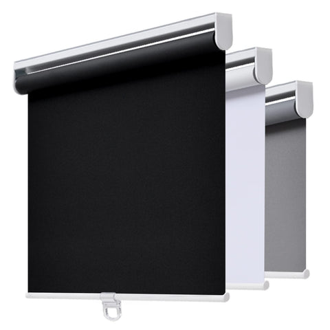 AOSKY cordless blackout roller shade closed to block room light and glare