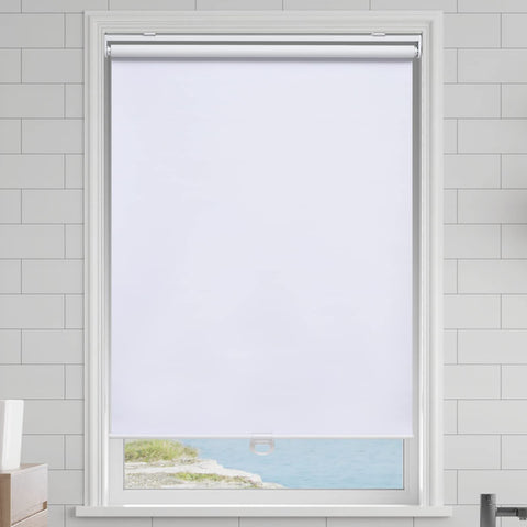 AOSKY cordless roller shade blackout rolled up for a clean look
