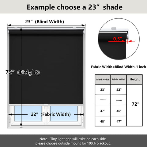 AOSKY blackout shade fully rolled up for a neat window view.