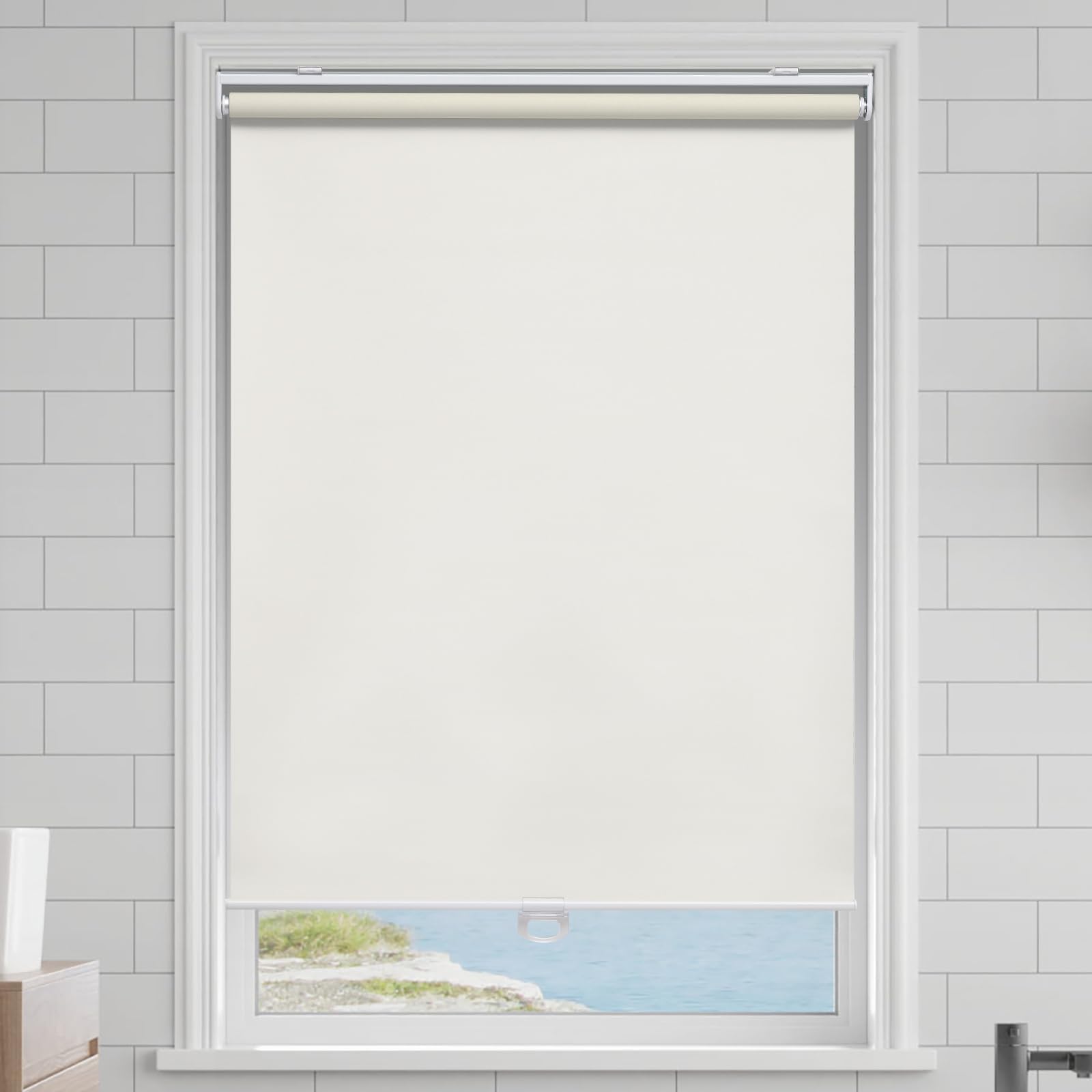 AOSKY cordless shades rolled up for bright daytime viewing