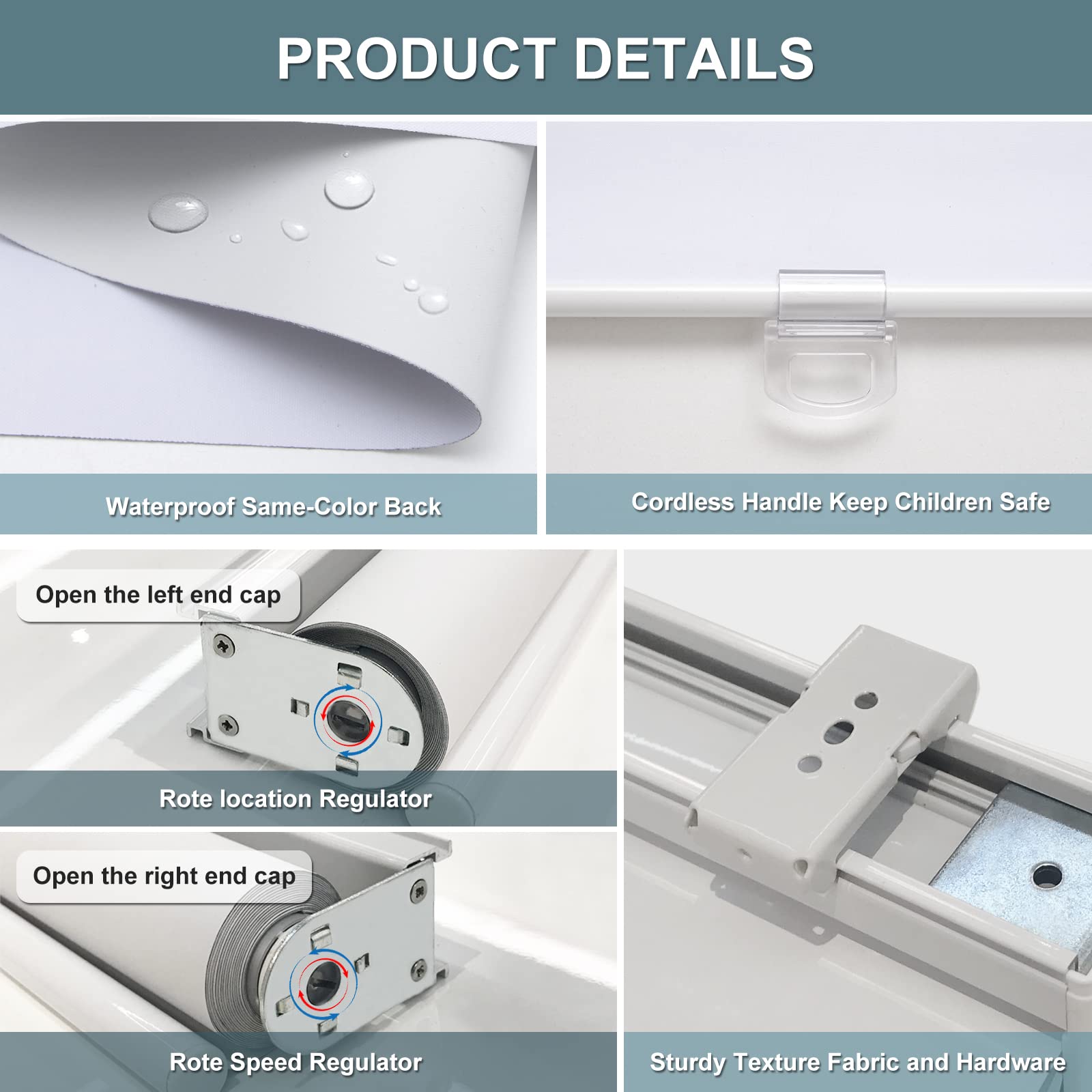 AOSKY white 23x72 roller shade matches modern interiors