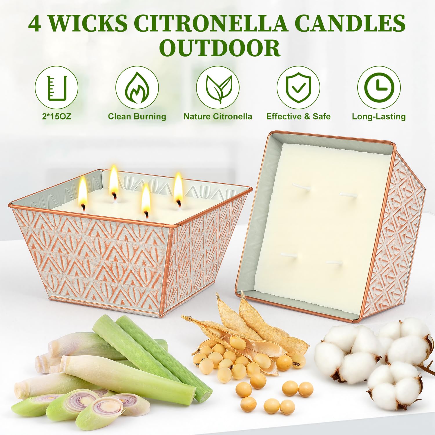 AOTOIE Citronella Candle Patio Ambiance creates cozy outdoor evenings and helps deter insects.