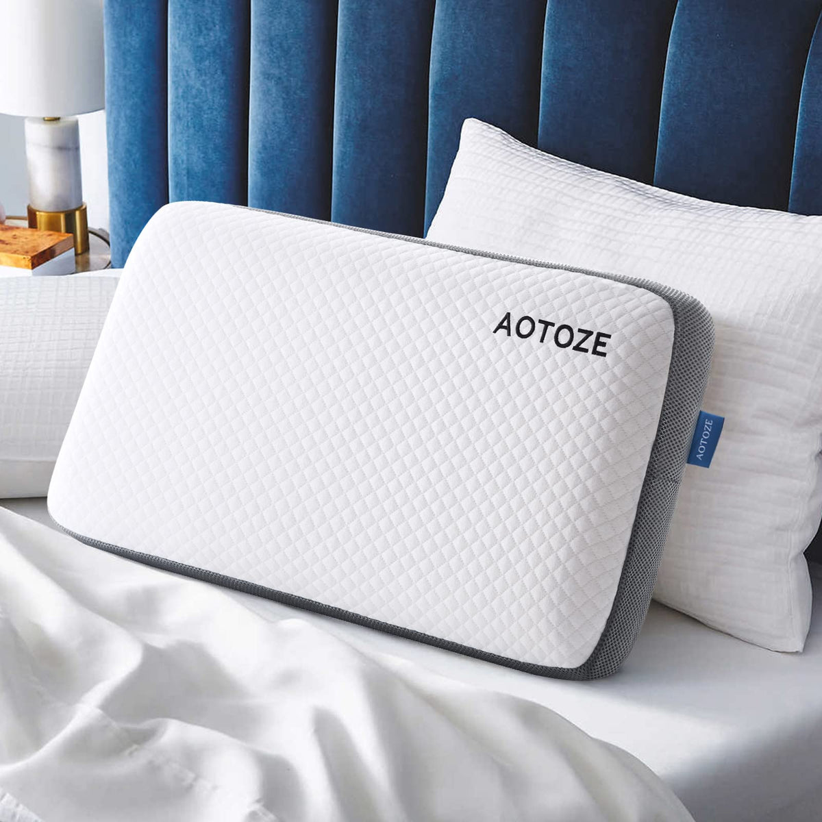 AOTOZE firm memory foam pillow in sealed packaging ready to ventilate.