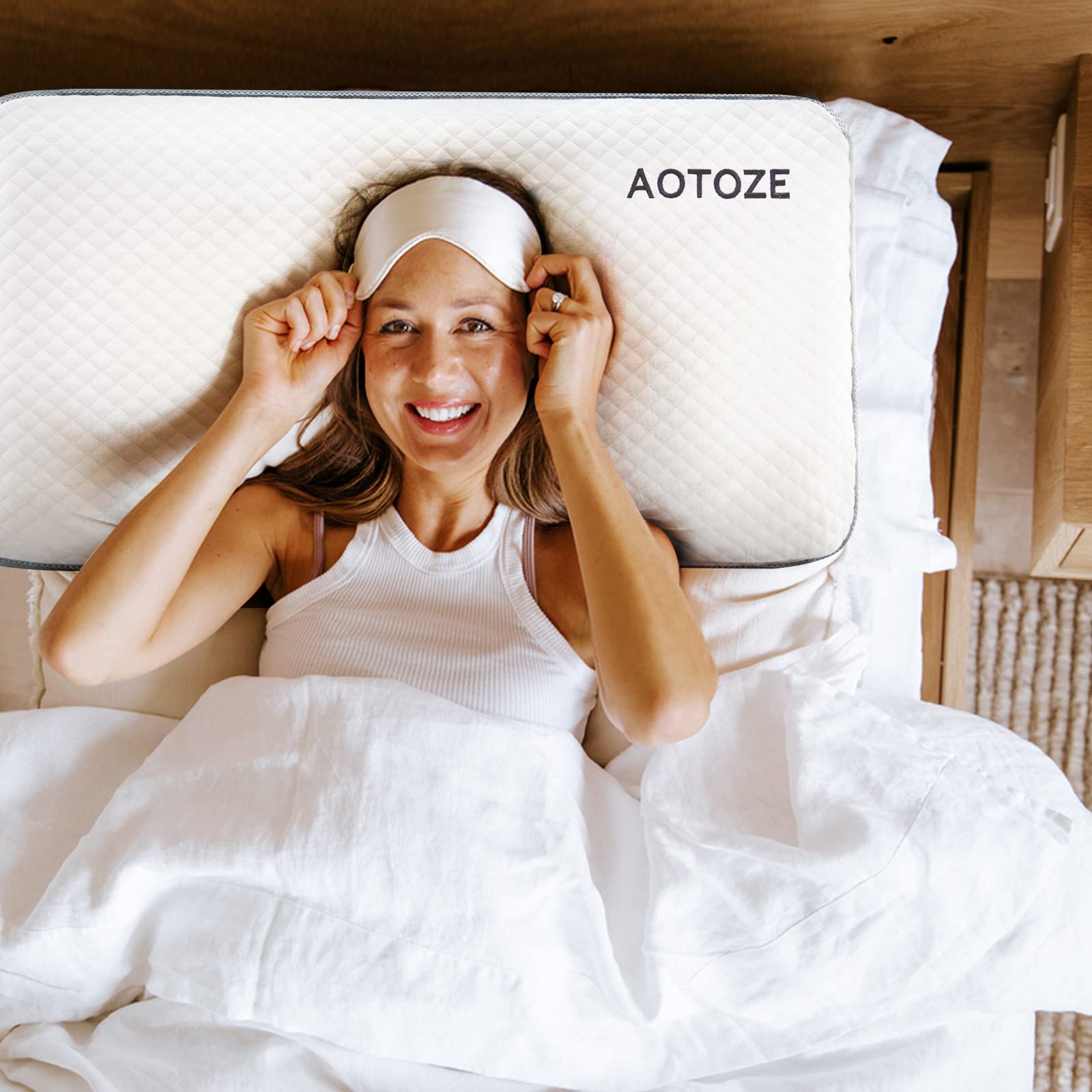 AOTOZE washable pillowcase close-up emphasizing easy care and freshness.
