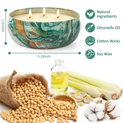 Aottom citronella candle 14oz triple wick provides even burn