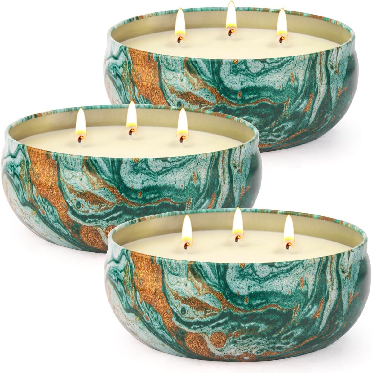 Aottom citronella candle outdoor 3-pack on a patio table for evenings outside