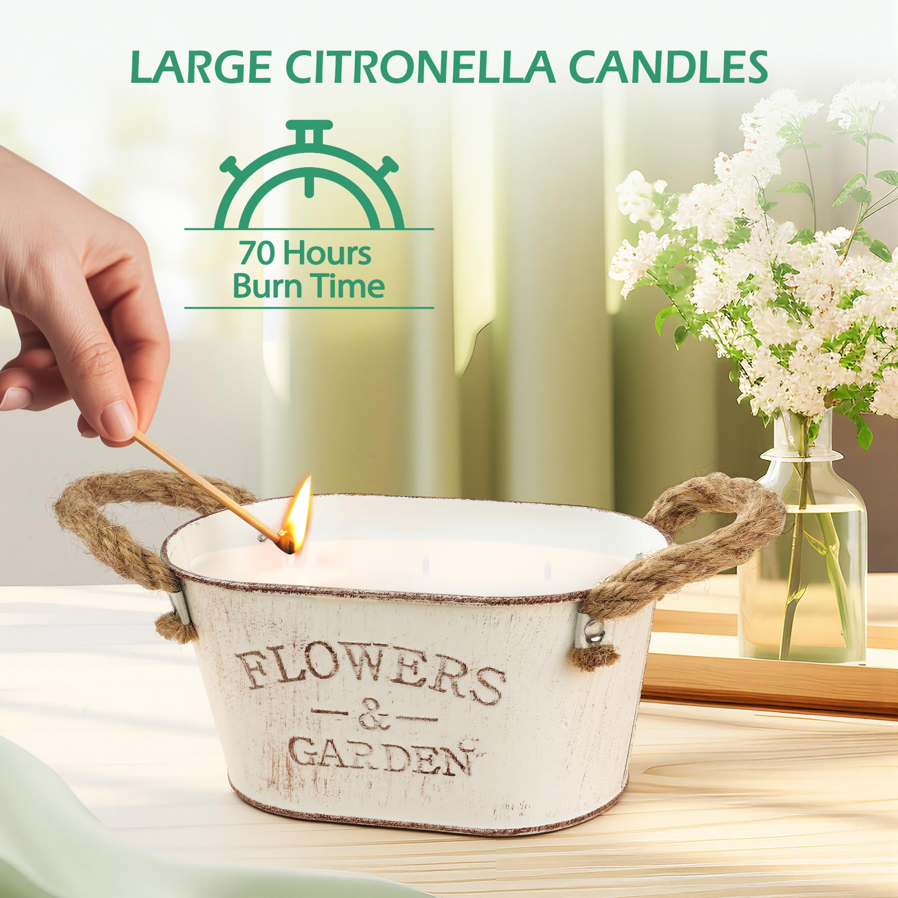 Aottom citronella candle creates warm light while keeping insects at bay