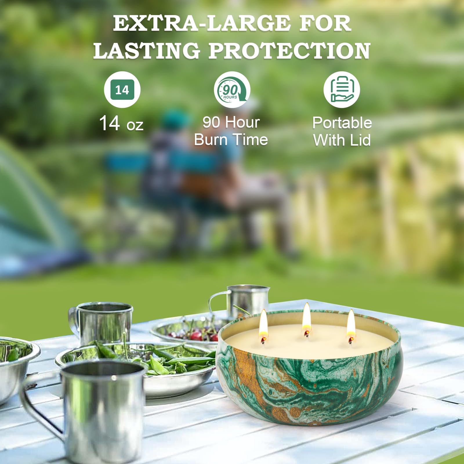Aottom citronella candle on patio or yard creates calm ambiance