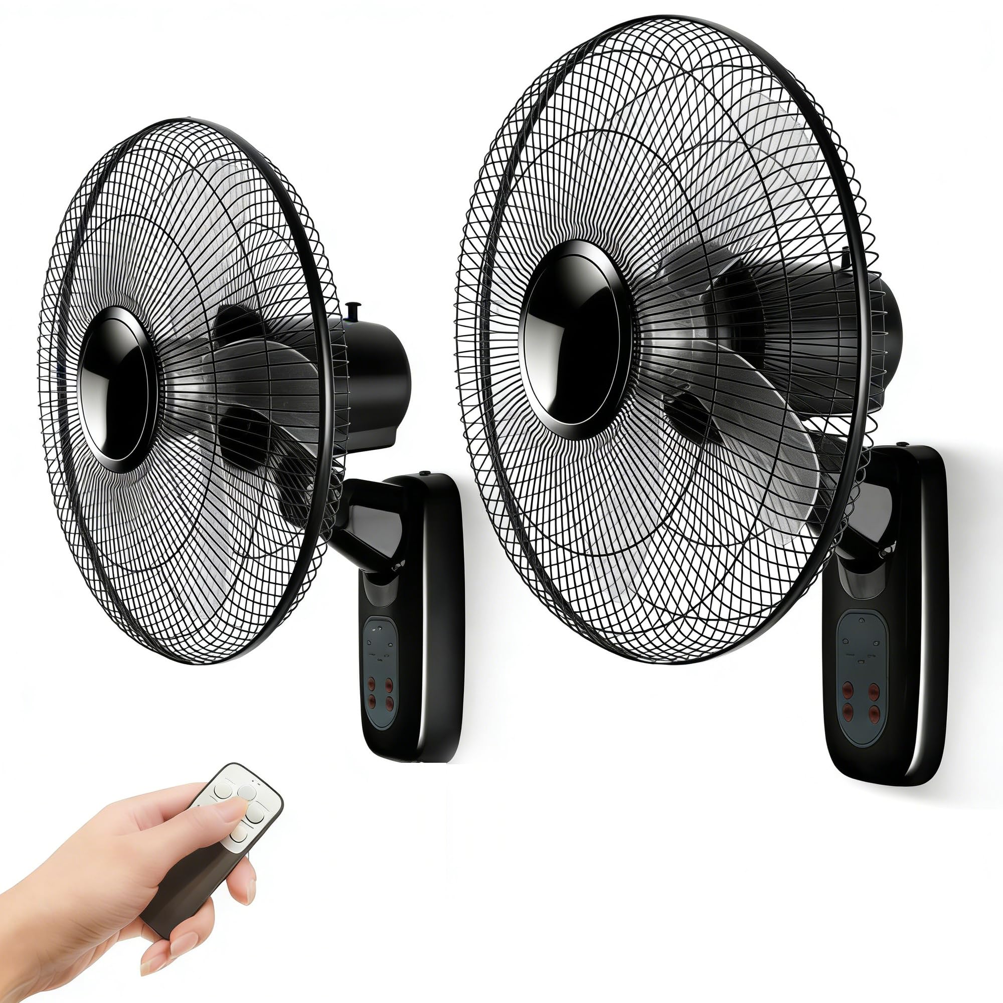 Aottop 16-inch wall-mount fan front view with remote for convenient cooling
