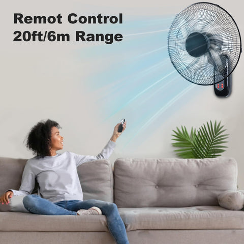 Aottop 16-inch wall-mount fan side view showing adjustable head