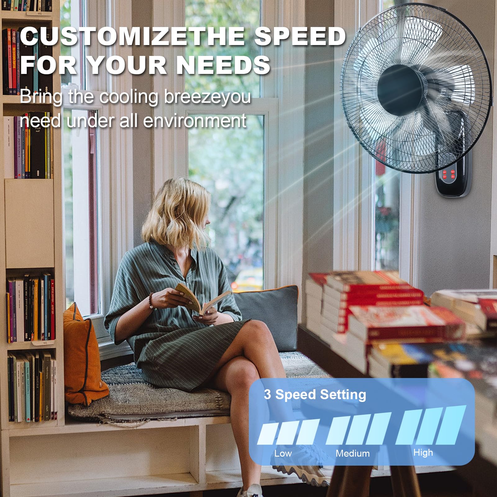 Aottop wall-mount fan remote control in use for quick adjustments