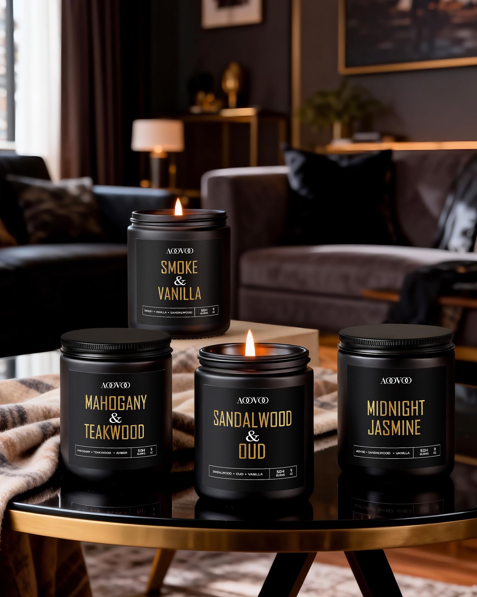 AOOVOO men's mahogany teakwood candle creates warm living space