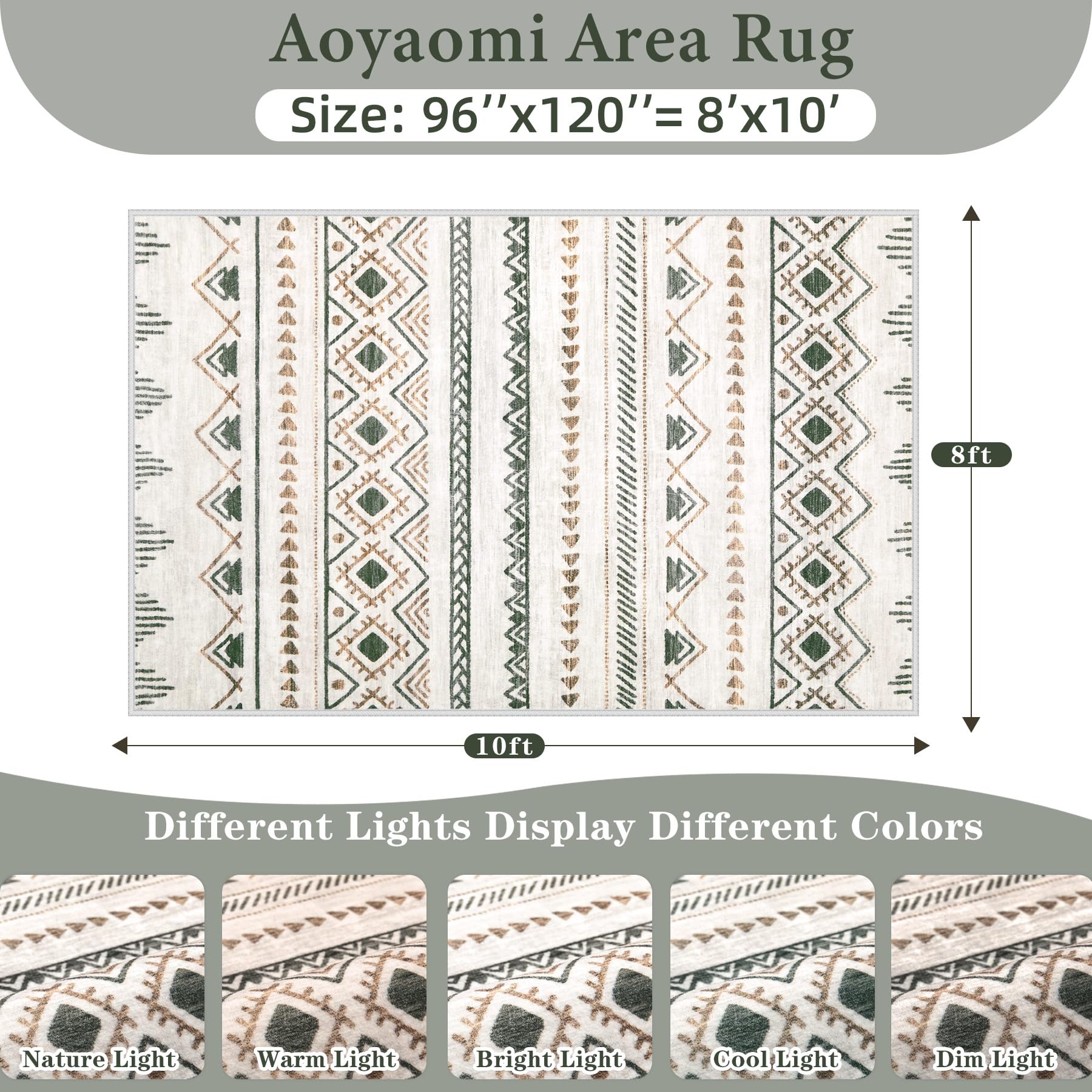 Aoyaomi 8x10 area rug enhances entryways and dining areas alike.