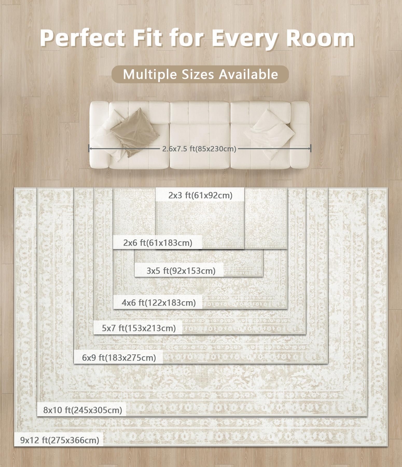 Aoyaomi Versatile rug suitable for living rooms, bedrooms, studies, and offices