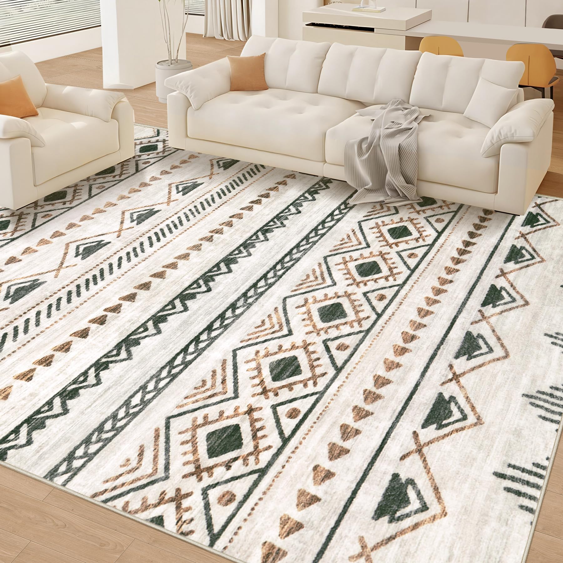 Aoyaomi non-slip backing keeps the rug in place during family activities.