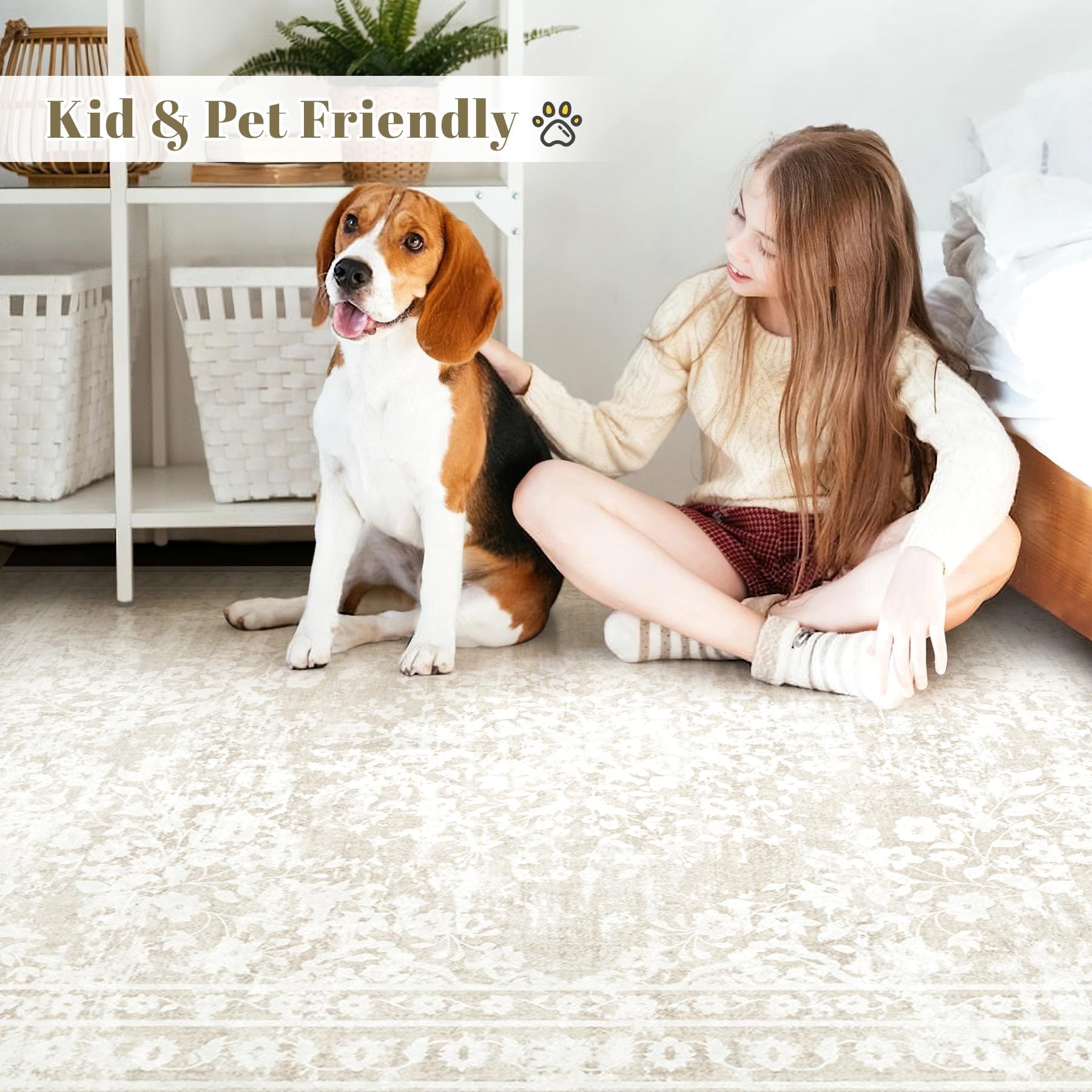 Aoyaomi Soft low-pile rug provides warm feet and easy cleaning in busy homes