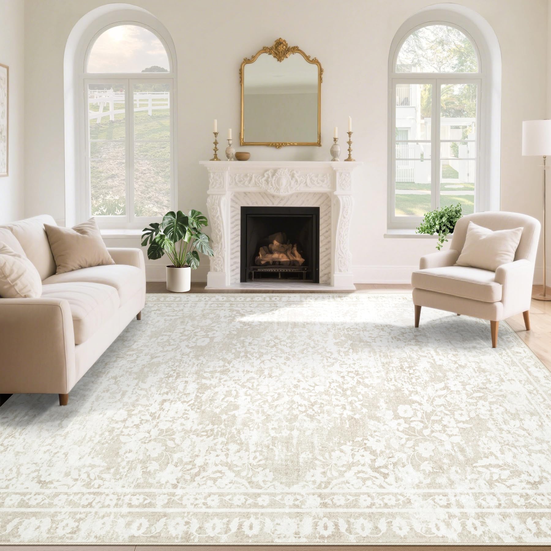 Aoyaomi Vintage Living Room Rug with medallion pattern adds timeless charm to living spaces