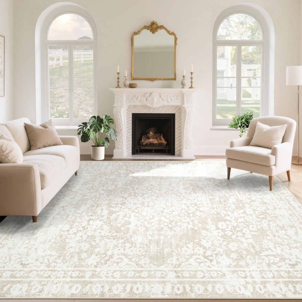 Aoyaomi Vintage Living Room Rug with medallion pattern adds timeless charm to living spaces