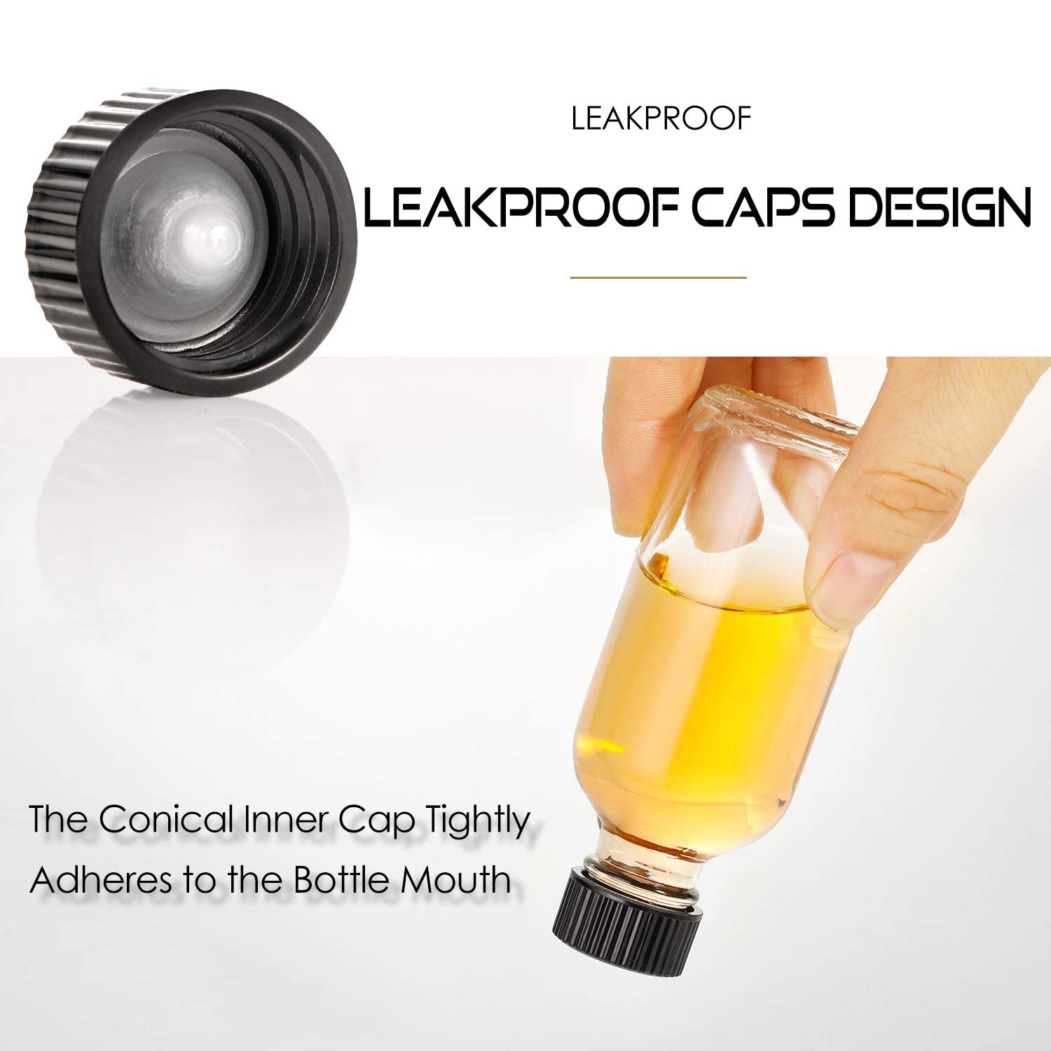 AOZITA air-tight cap with inner cone prevents leaks.