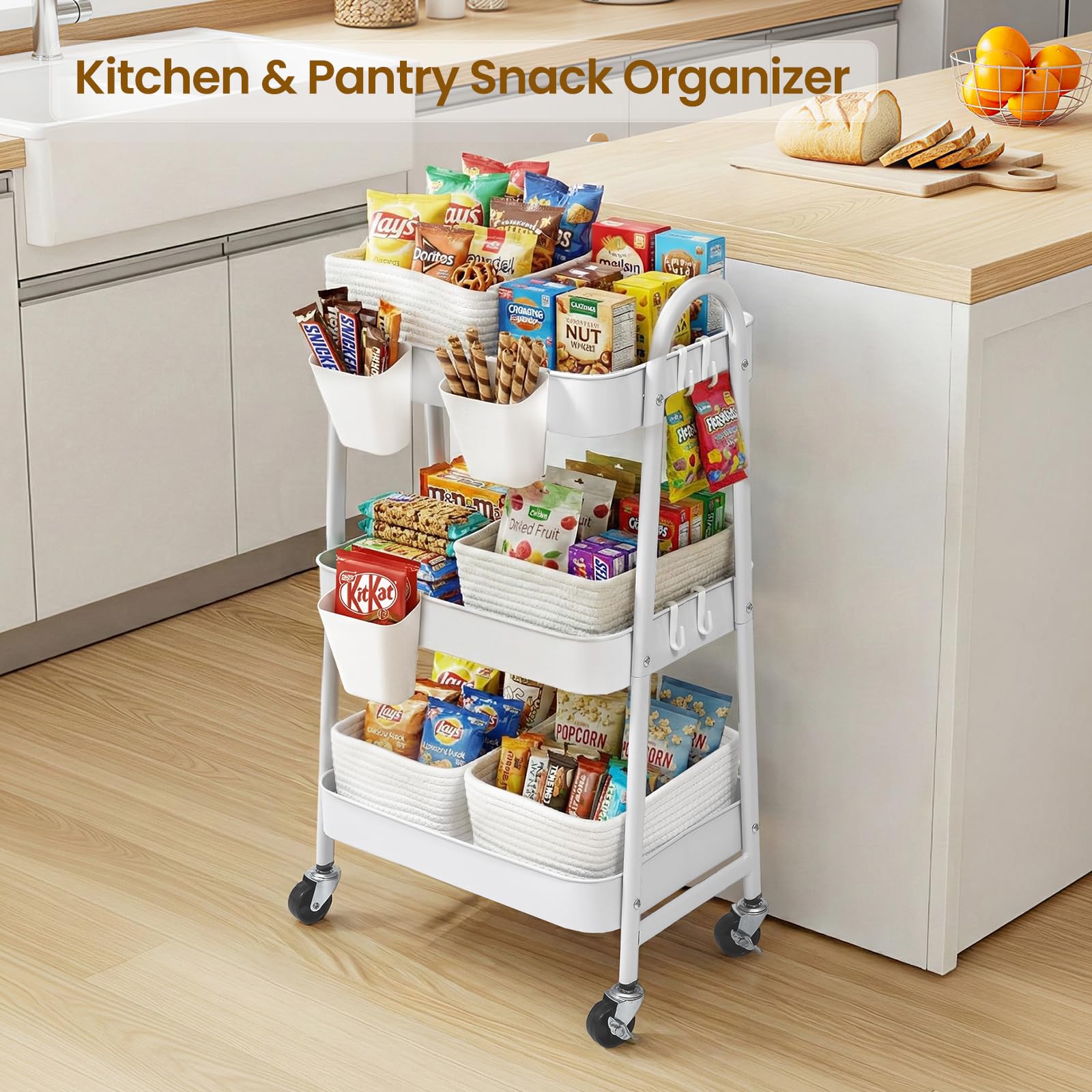 AOZITA kitchen storage cart ideal for snacks and supplies