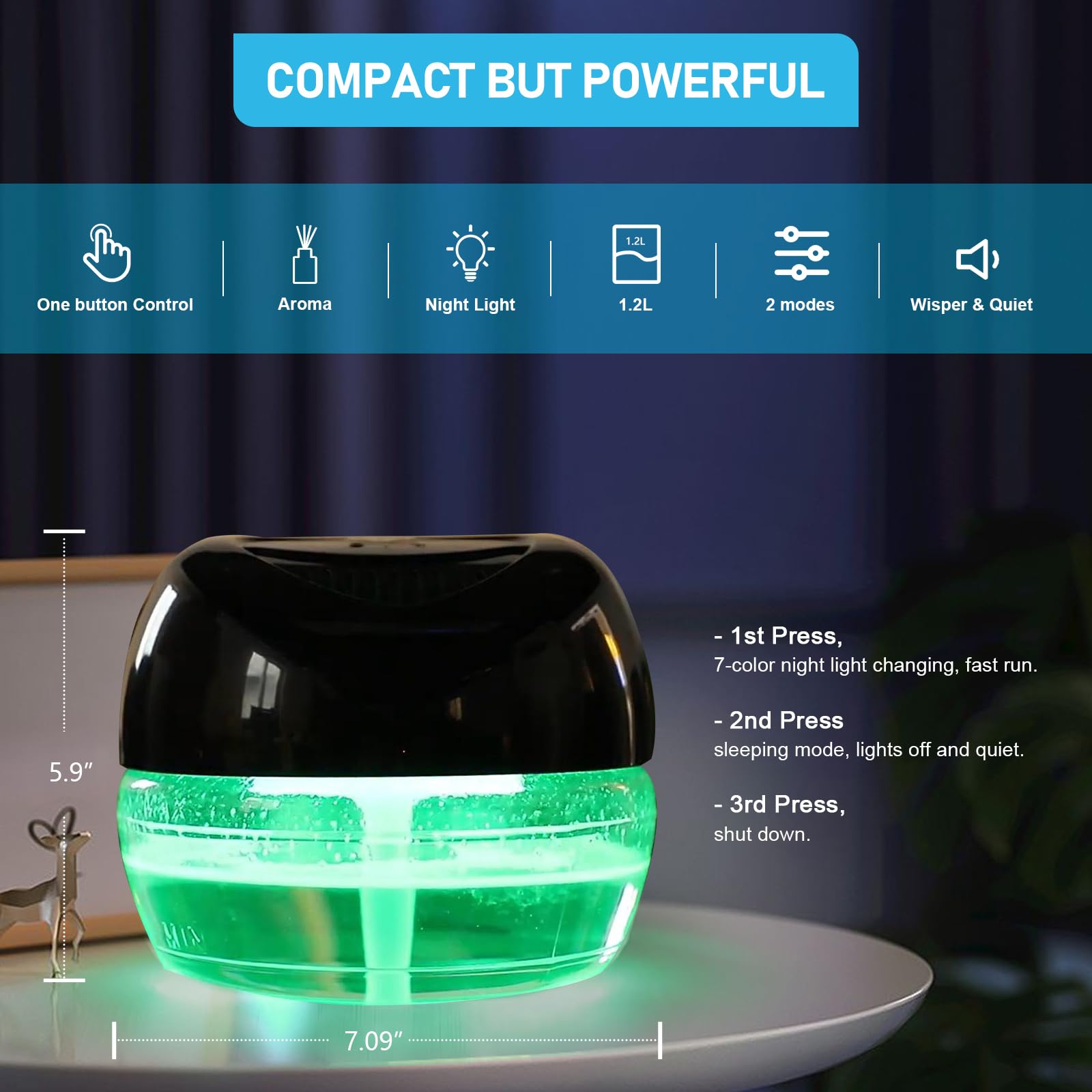 ap airpleasure purifier air washer night light with 7 colors
