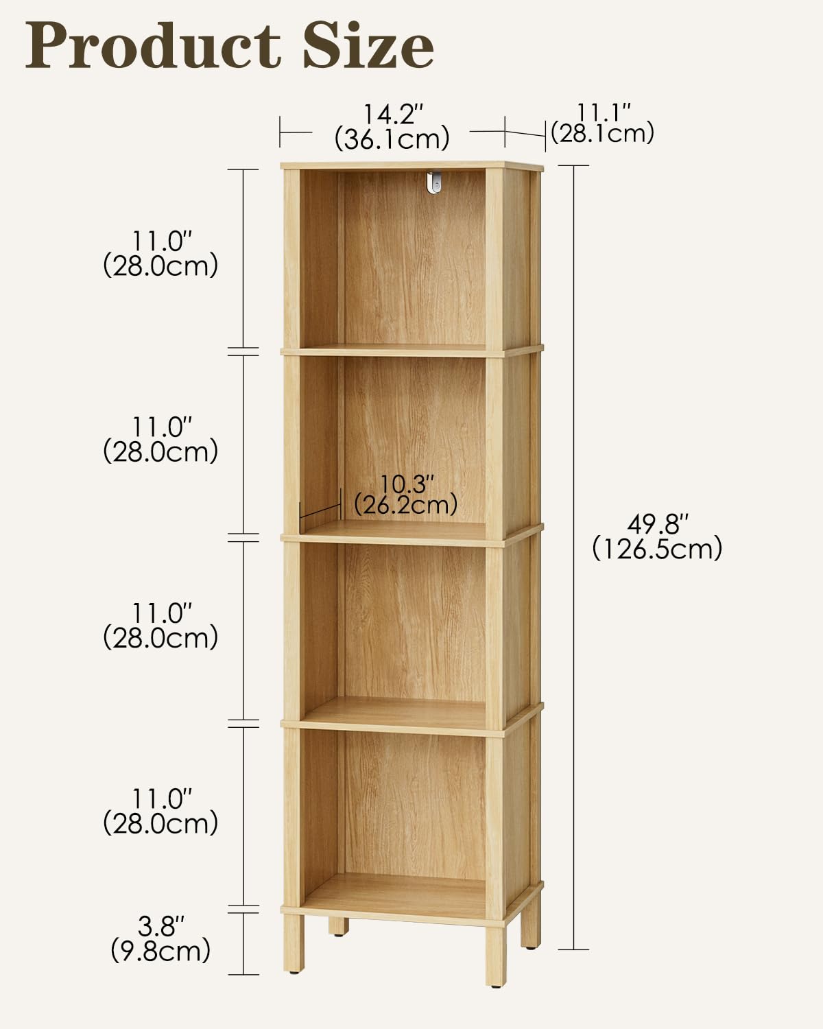 Apetaccat narrow compact bookcase fits small spaces yet stores many items.