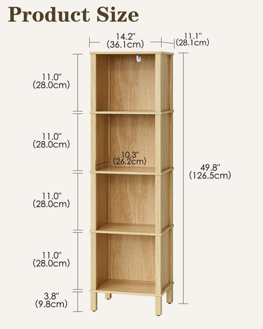 Apetaccat narrow compact bookcase fits small spaces yet stores many items.