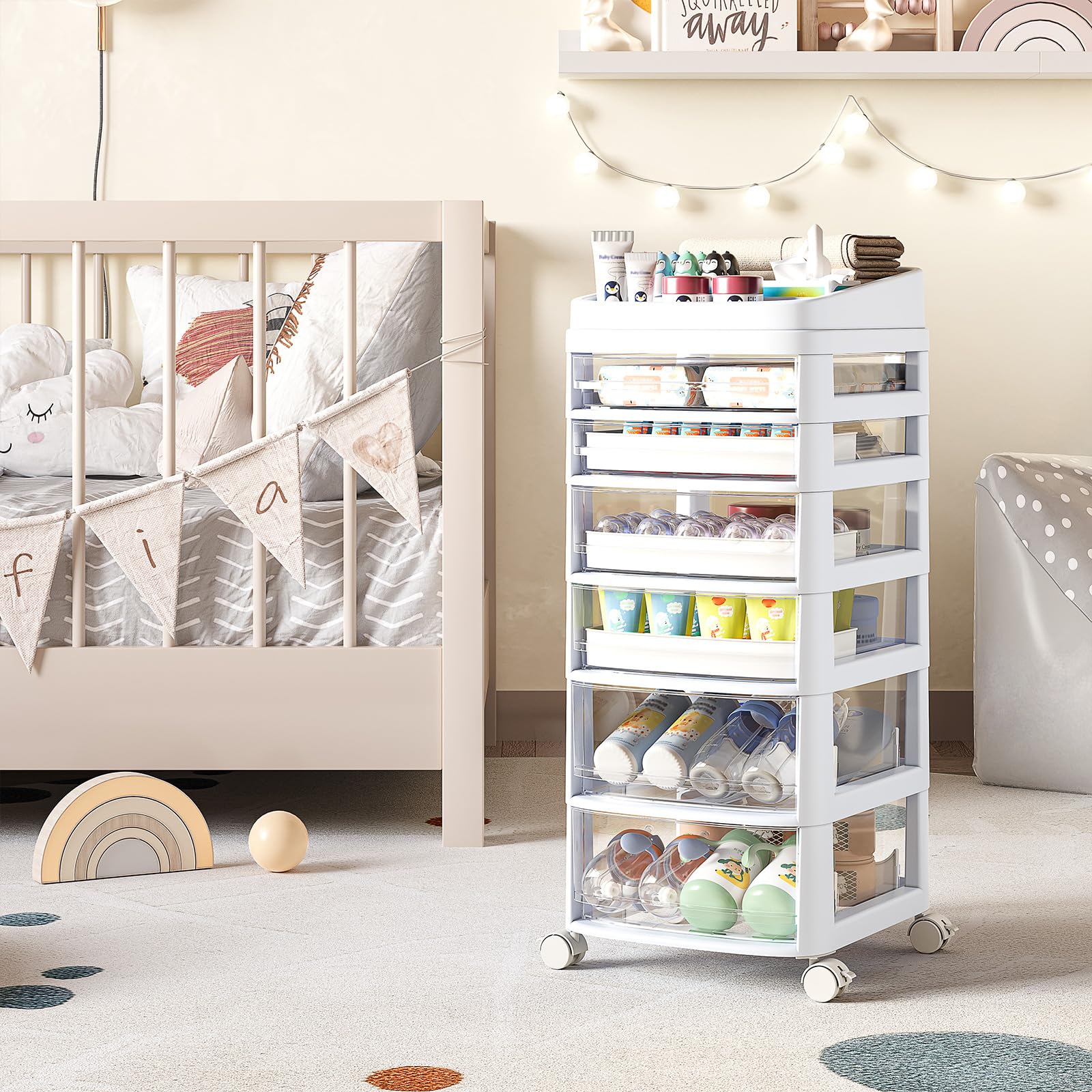 APEXCHASER baby items storage cart keeping essentials within reach