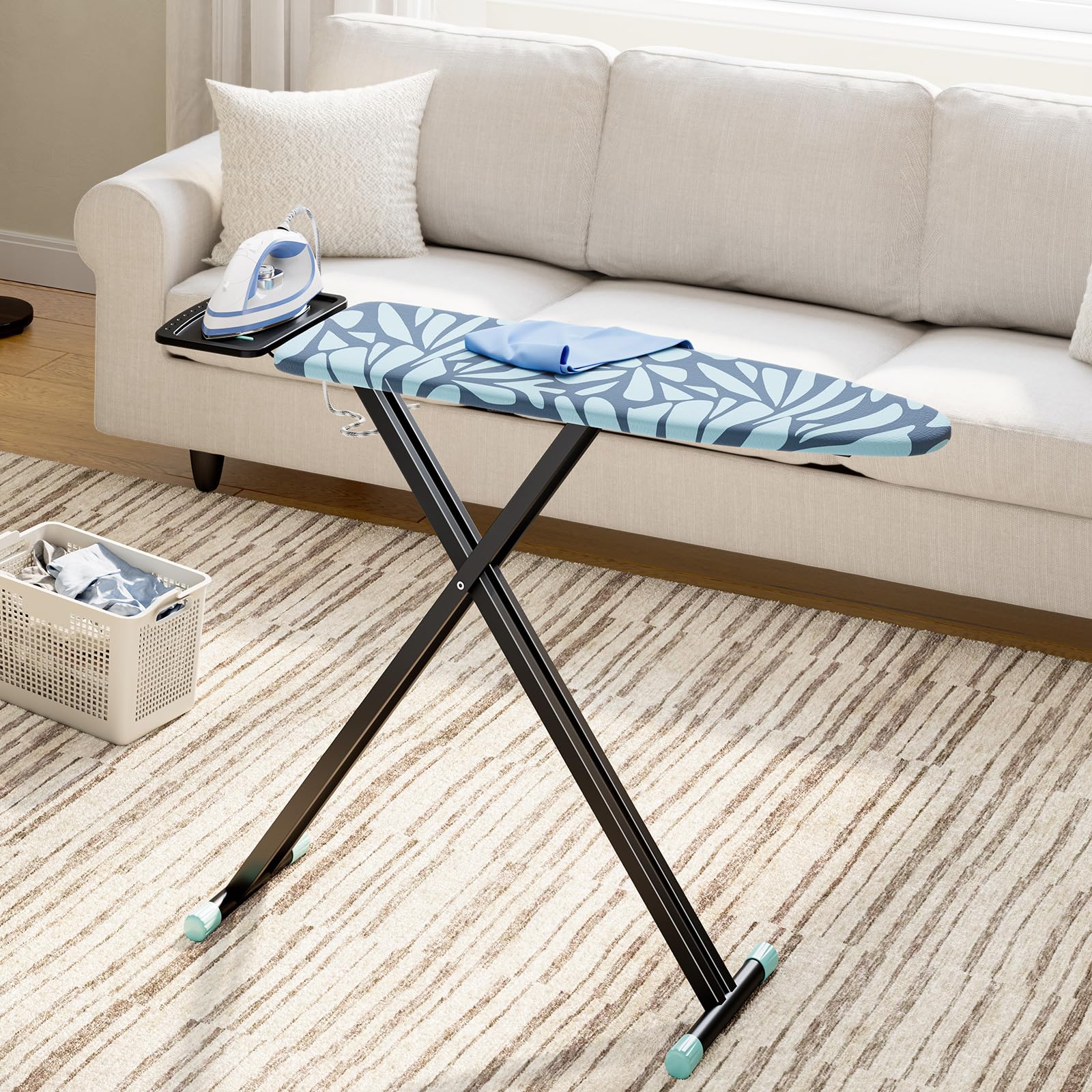 APEXCHASER blue ironing board complements small spaces and everyday clothes