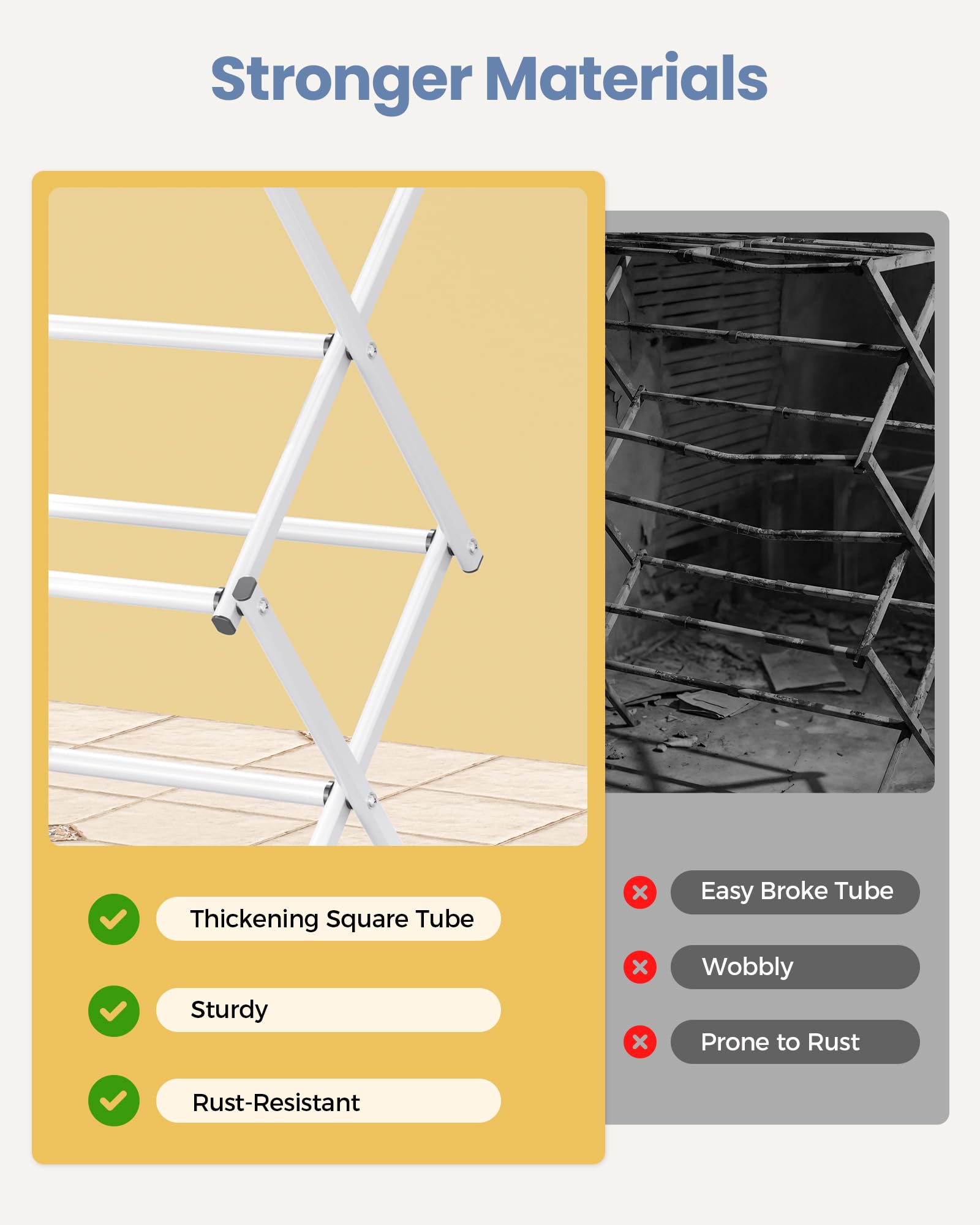 APEXCHASER collapsible clothes rack folds flat for storage and transport.