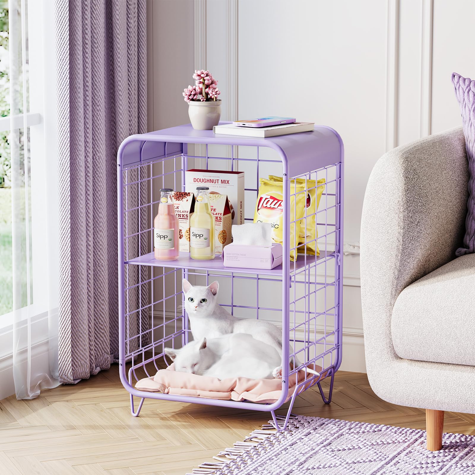 APEXCHASER Cute Kids Nightstand's metal finish offers durable daily use.