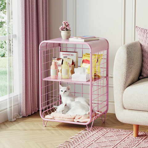 APEXCHASER cute kids pink nightstand adjustable middle-board height enhances versatility.