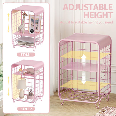 APEXCHASER cute kids pink nightstand anti-rust finish ensures lasting durability.