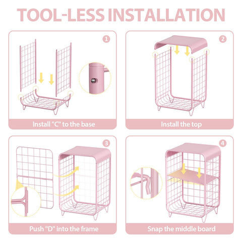 APEXCHASER cute kids pink nightstand sturdy feet improve stability.