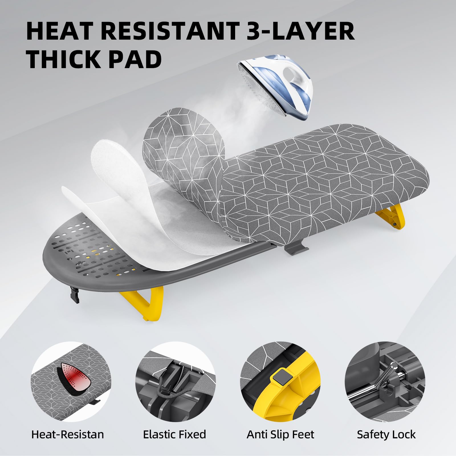 APEXCHASER detachable heat-resistant cotton cover and felt padding for smooth ironing.