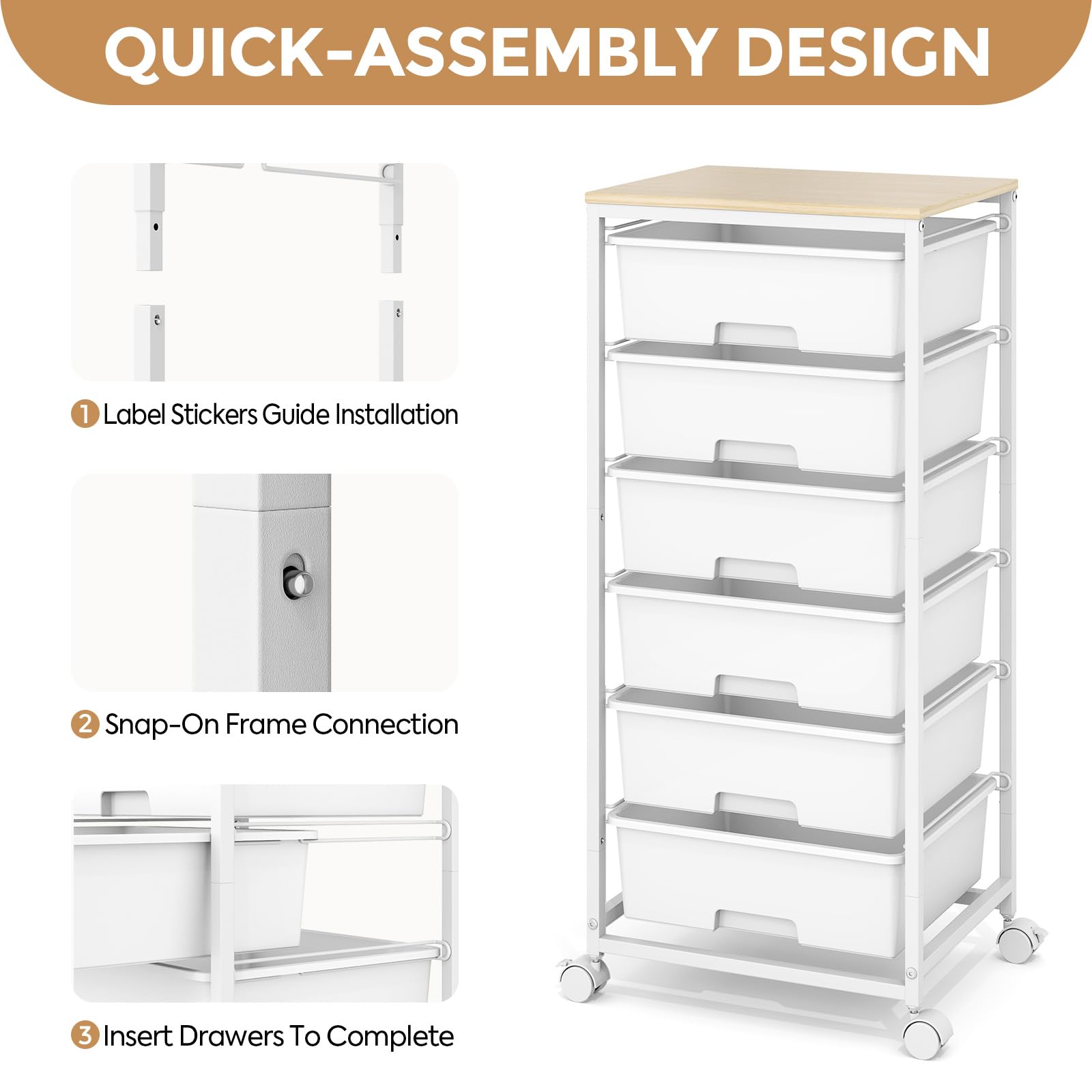 APEXCHASER smooth drawer glides improve daily access to supplies.