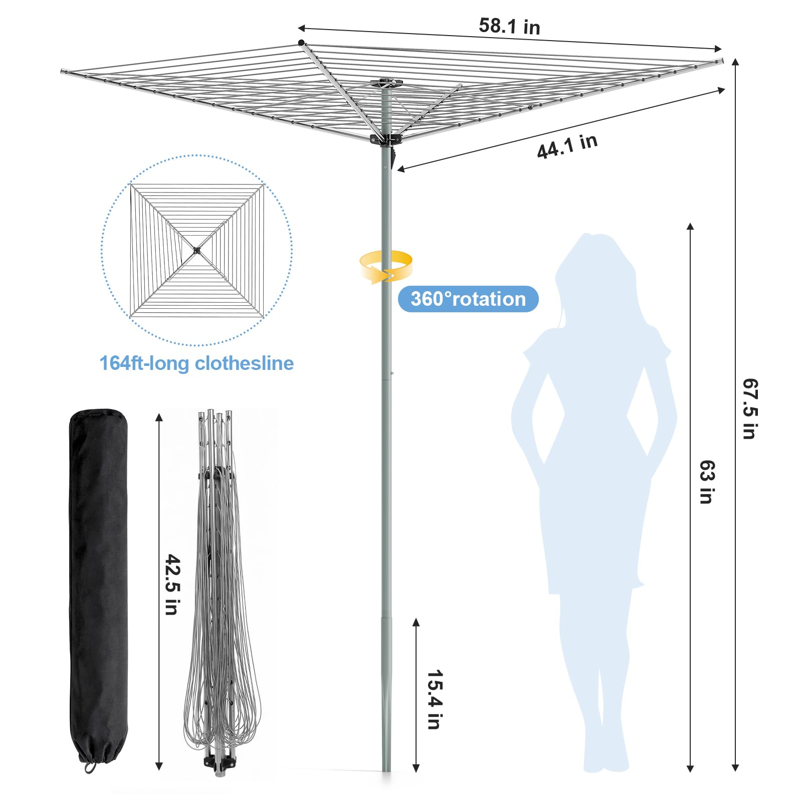APEXCHASER drying rack features 360-degree rotation for easy access.