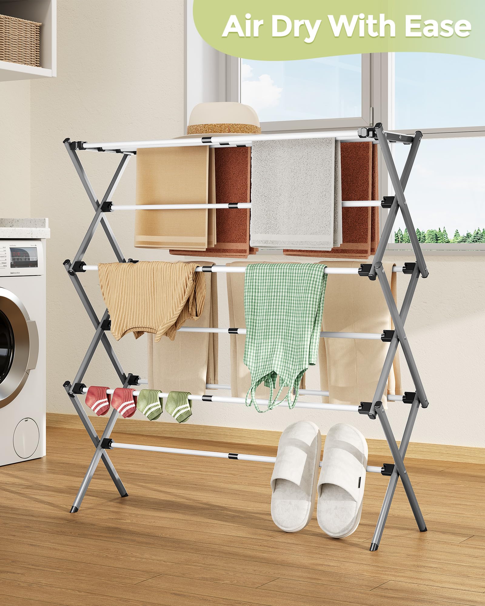 APEXCHASER easy-assembly drying rack with tool-free setup