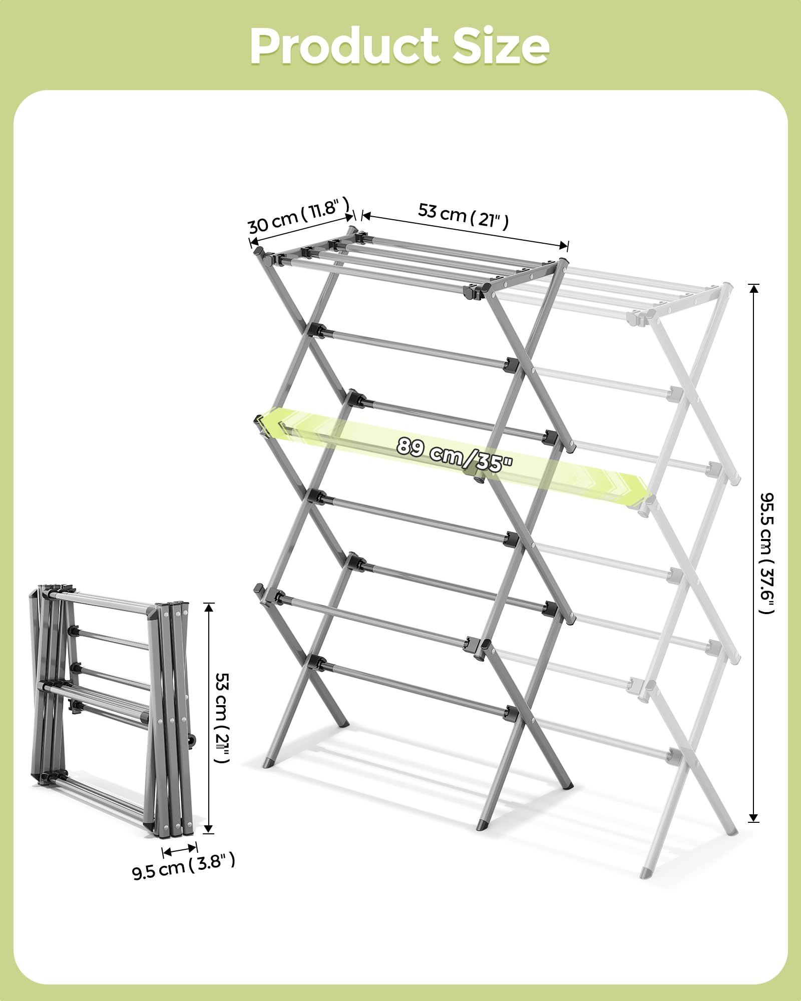 APEXCHASER foldable drying rack shows lightweight design for storage.