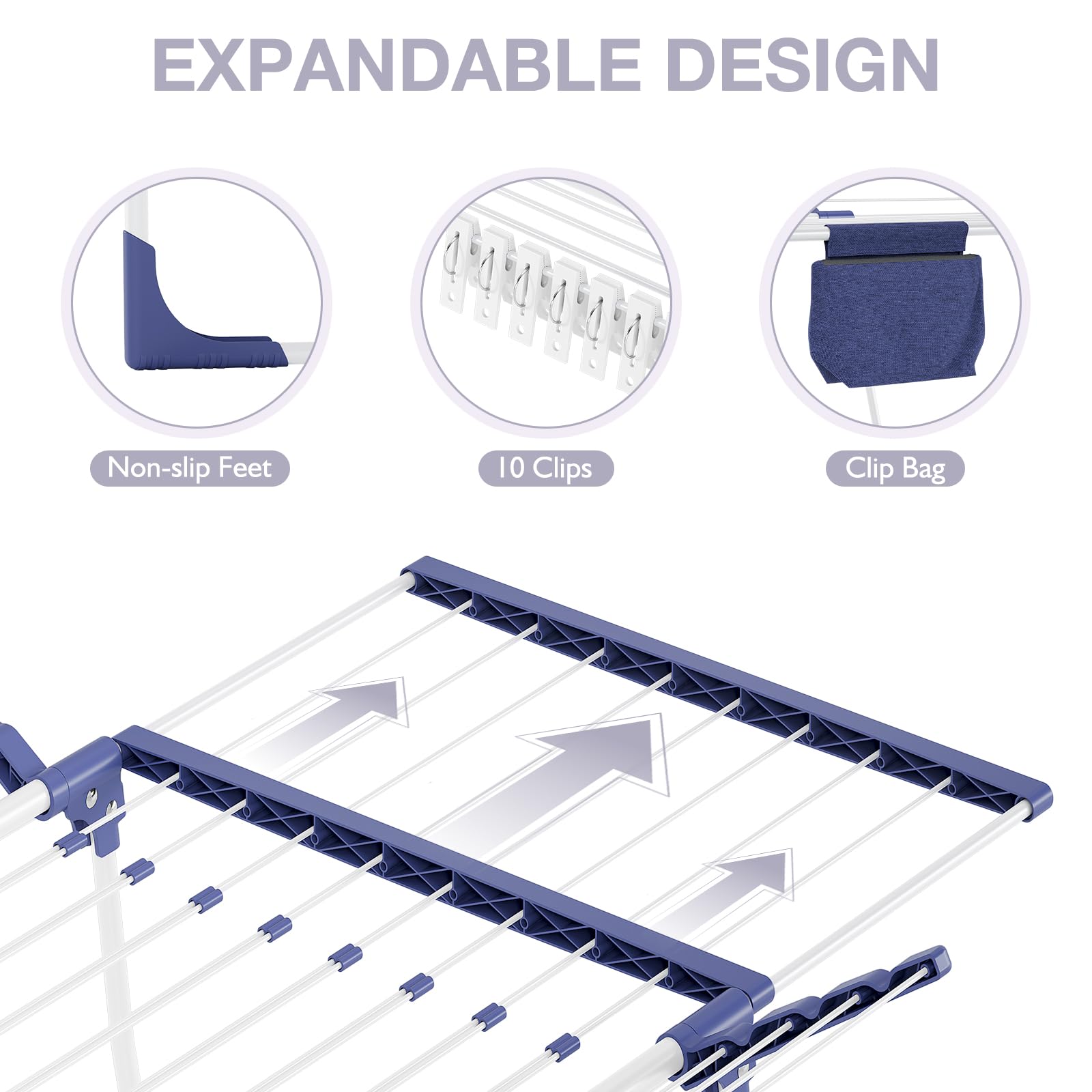 APEXCHASER 63-inch span enables versatile garment drying options